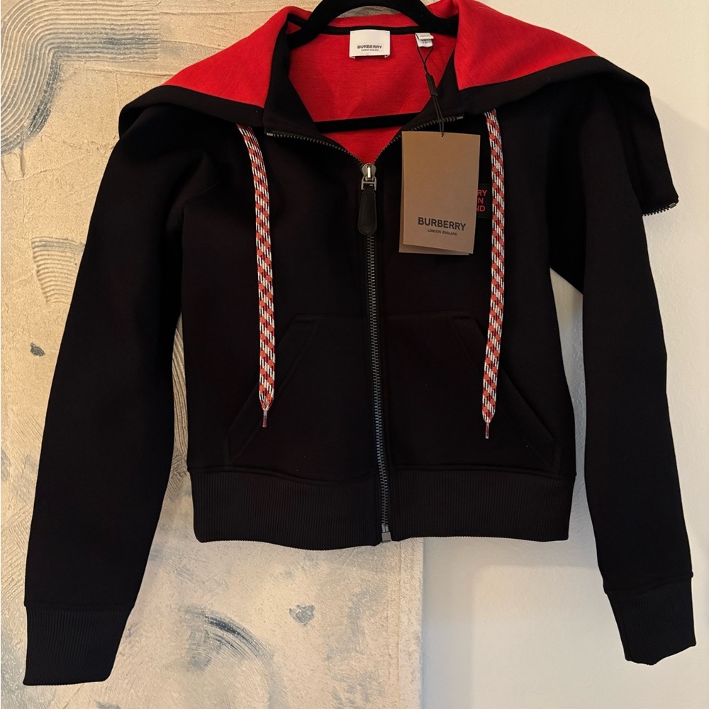 Burberry Black and Red Zip-Up Jacket